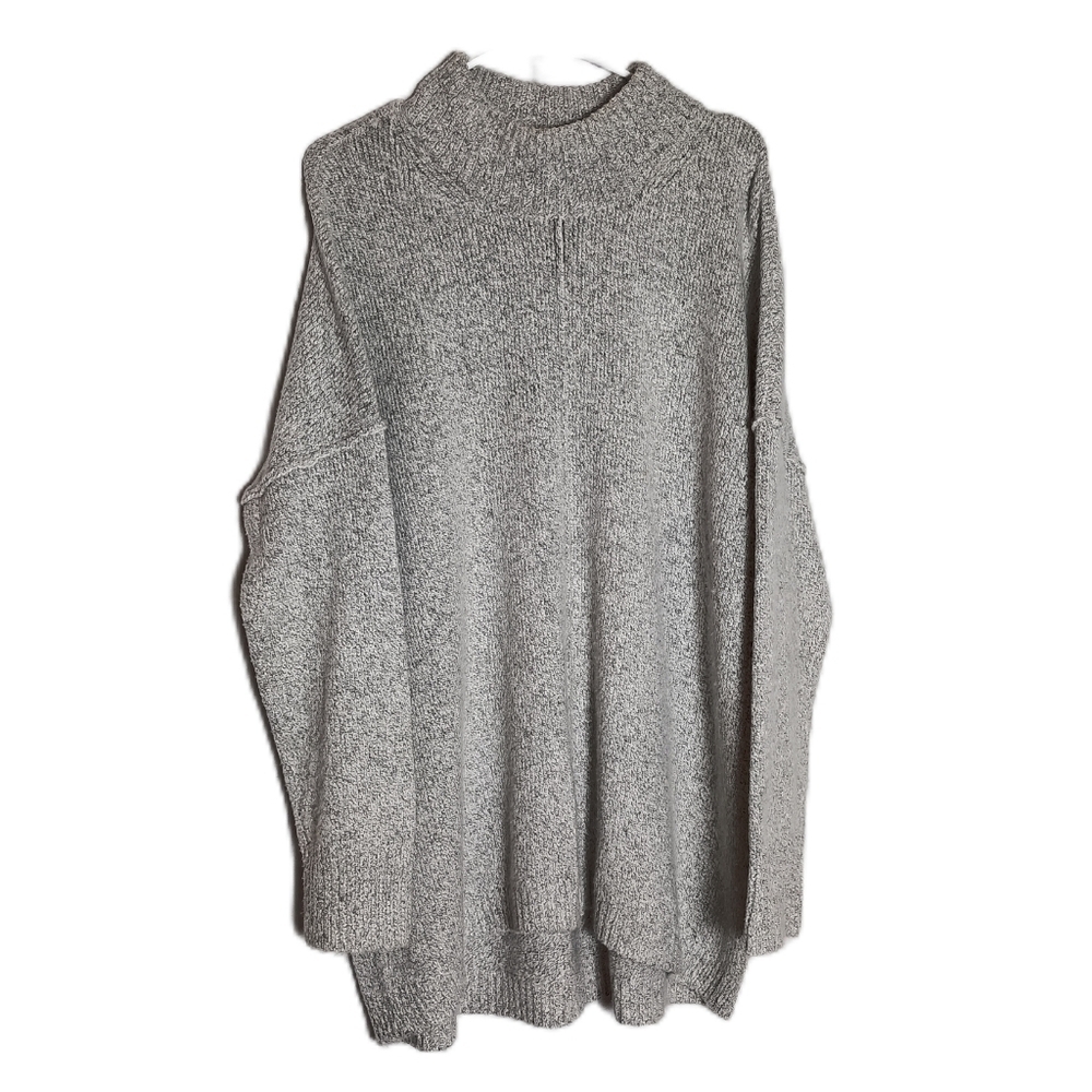 J Jill High Neck Soft Gray Sweater Size Large Longer Tunic Style
